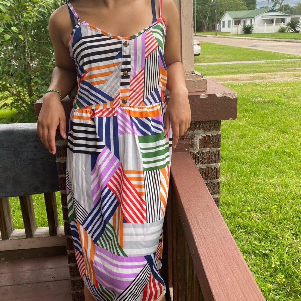 Multicolored 70s Funky Summer Dress